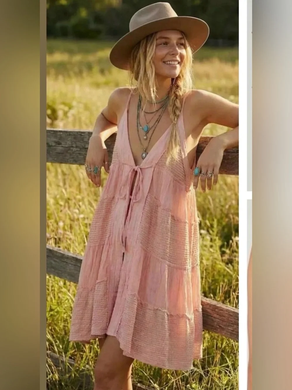 POL Waffle Tie Front Mini Dress - Picture 5 of 14